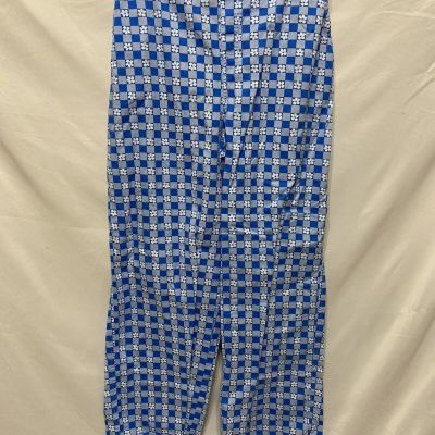 Wild Fable Size Medium Bell Wide Botton Blue & White Checkered Floral Pants